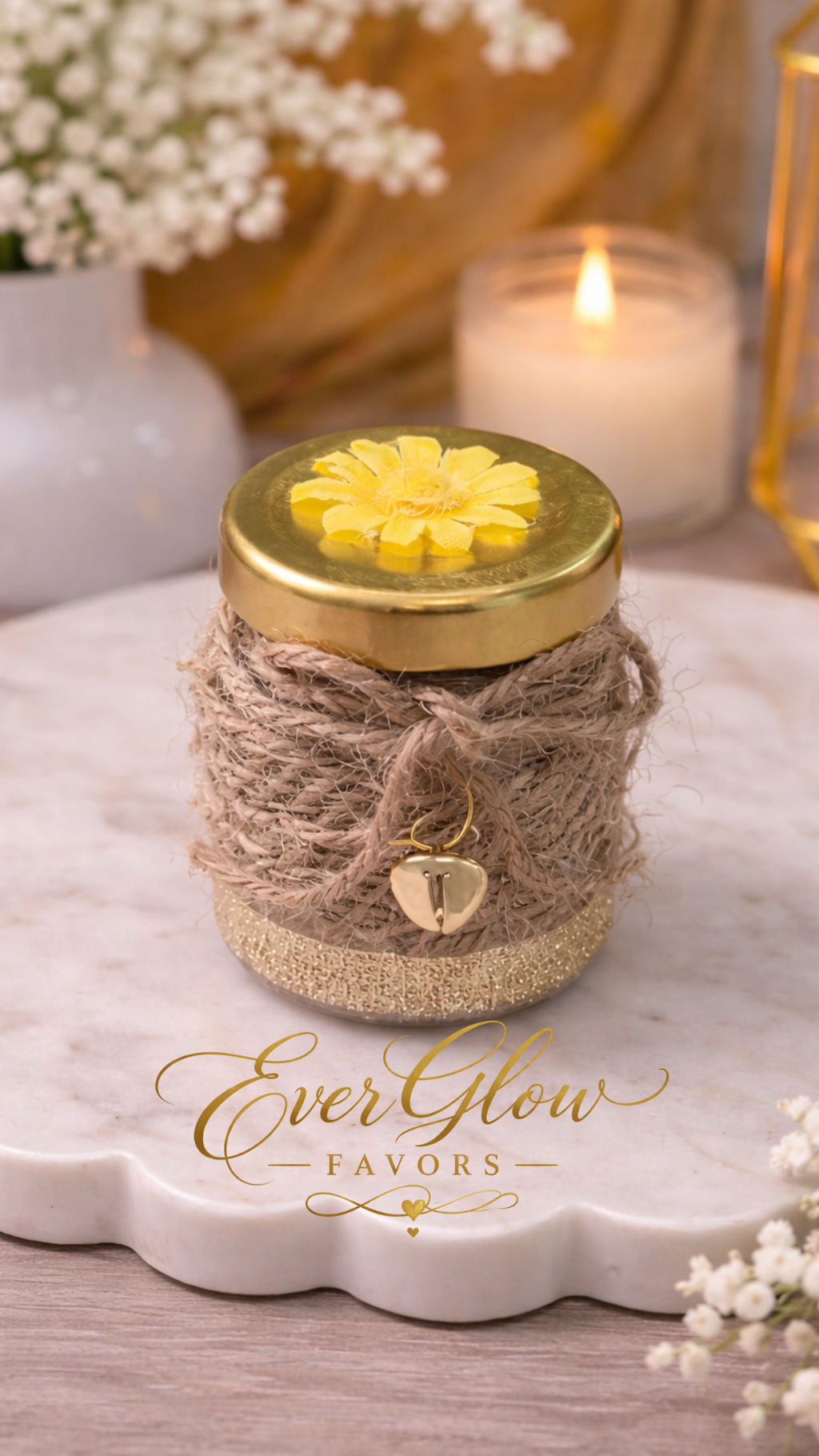 Golden Glow 2oz Sugar Scrub Favor – Handcrafted Exfoliating Party Gift